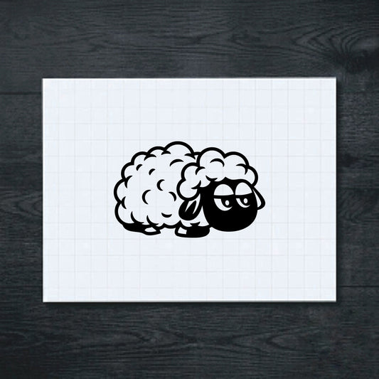 Black sleepy sheep sticker