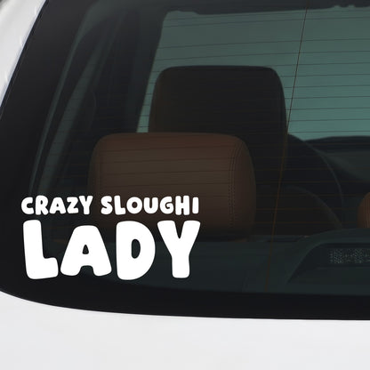 Sloughi – CRAZY DOG LADY Sticker – Car Window Decal – White vinyl car/window decal mockup