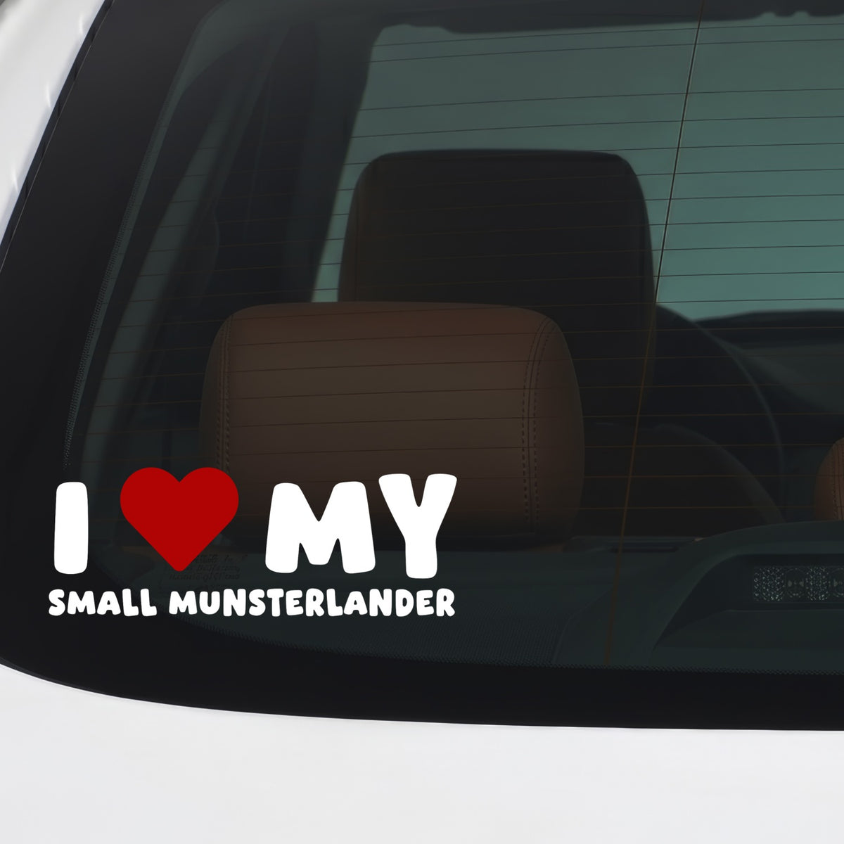 Small Munsterlander – I LOVE MY DOG Sticker – Car Window Decal – White vinyl car/window decal mockup