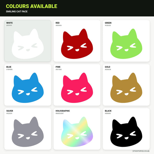 Vinyl colour options for a smiling cat face vinyl sticker