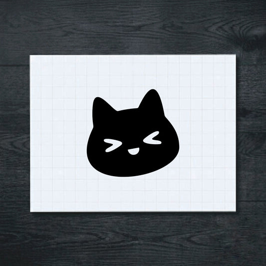 Black smiling cat face vinyl sticker
