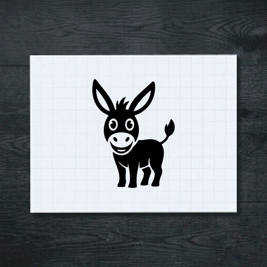 Black Smiling Little Donkey vinyl sticker