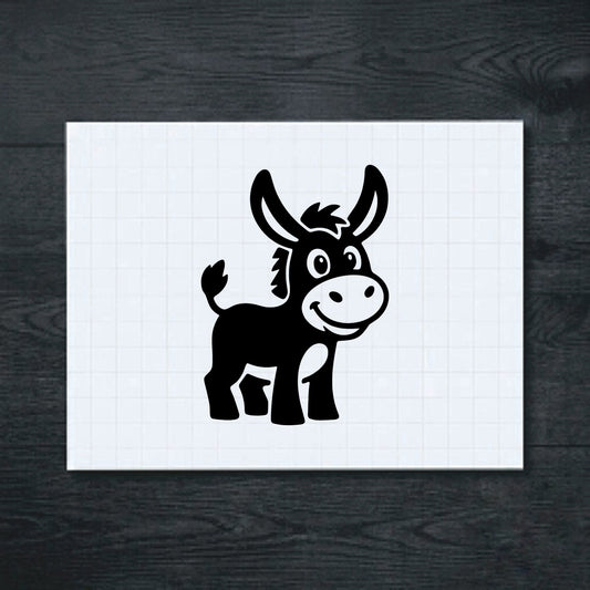 Black smiling long-eared donkey vinyl sticker