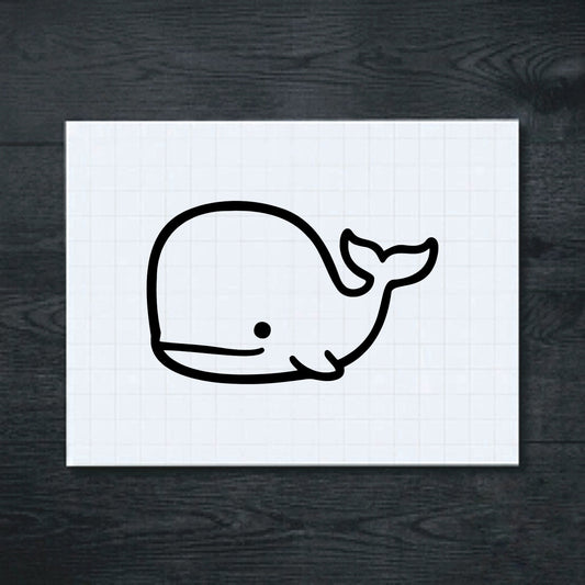 Black Smiling Whale vinyl sticker