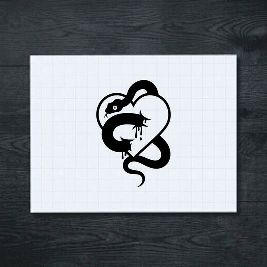 Black Snake Through Heart vinyl sticker