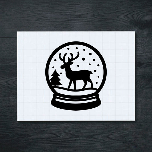 Black Christmas snow globe sticker