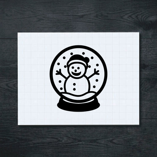 Black Snow Globe with Waving Snowman vinyl sticker