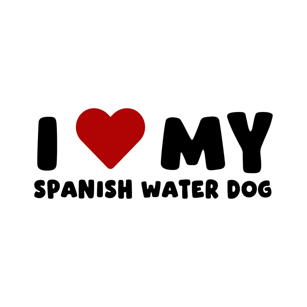 Spanish Water Dog – I LOVE MY DOG Sticker – Car Window Decal – black sticker design on white background