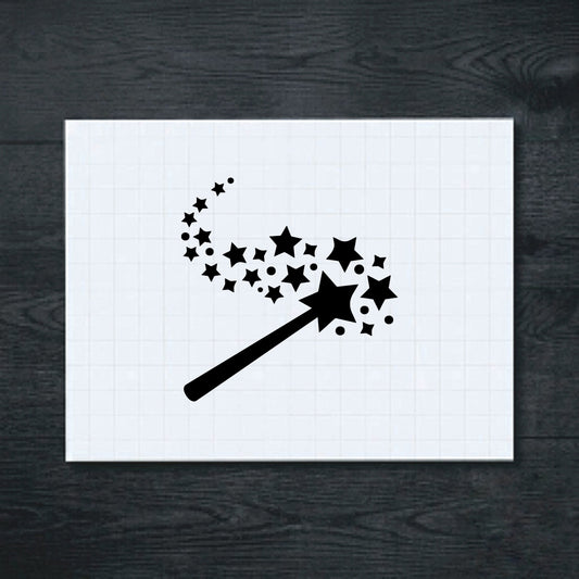 Black star wand vinyl sticker