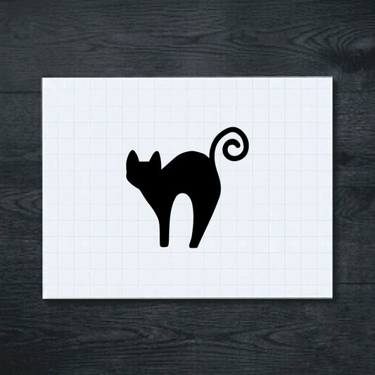 Black Spiral Tail Cat vinyl sticker