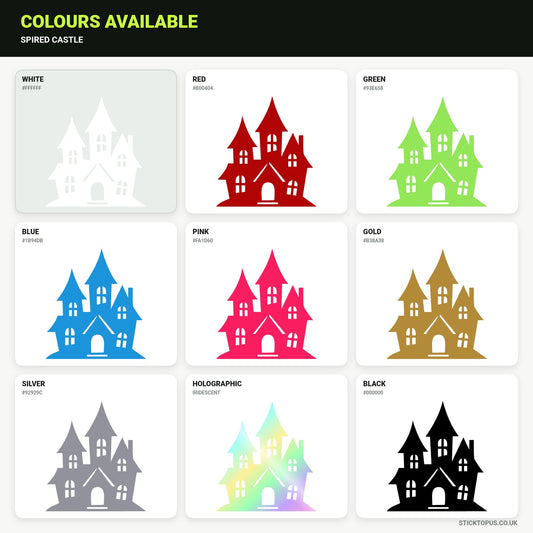 Vinyl colour options for Spired Castle vinyl sticker