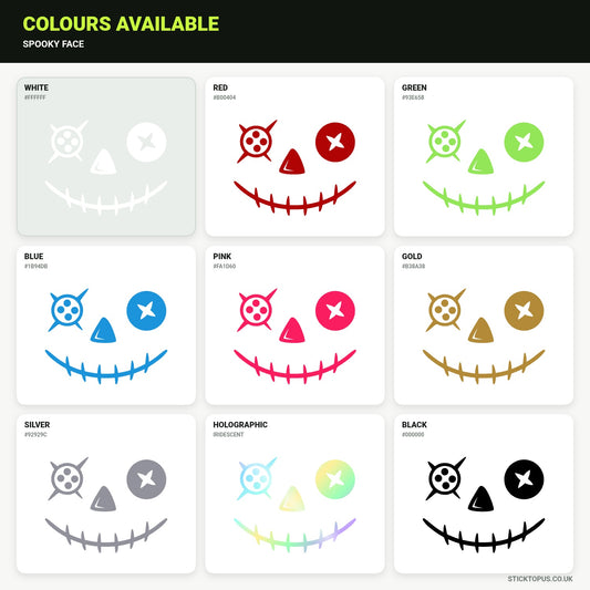 Vinyl colour options for Spooky Face vinyl sticker
