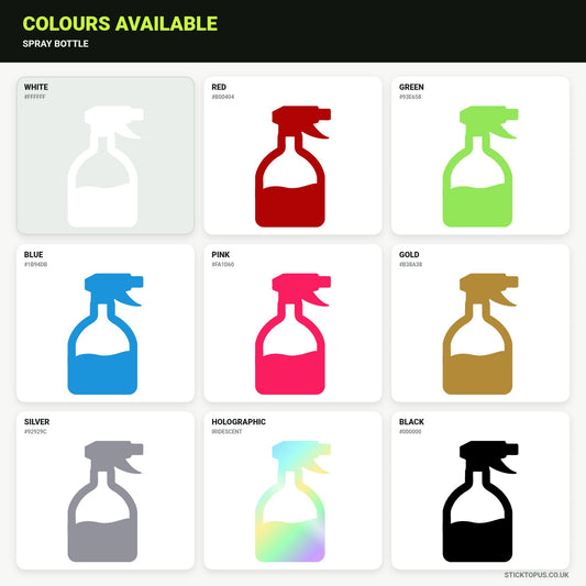 Vinyl colour options for Spray Bottle vinyl sticker