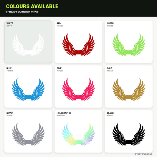 Vinyl colour options for Spread Feathered Wings vinyl sticker