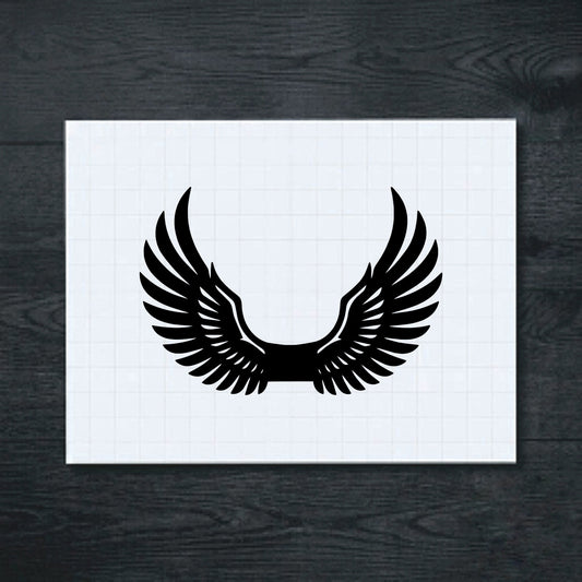 Black Spread Feathered Wings vinyl sticker