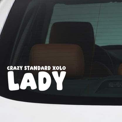 Standard Xoloitzcuintle (Mexican Hairless) – CRAZY DOG LADY Sticker – Car Window Decal – White vinyl car/window decal mockup