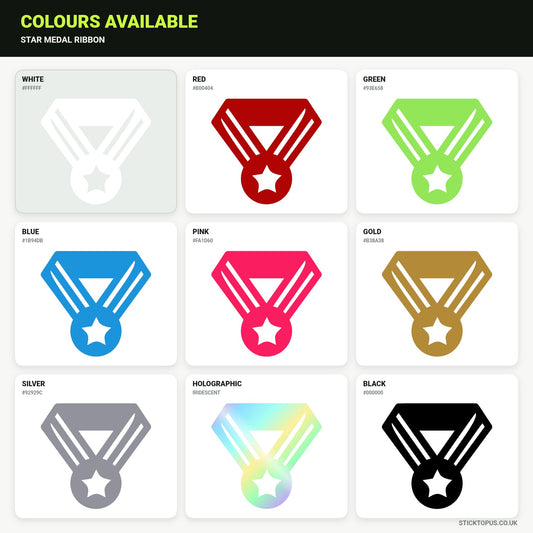 Vinyl colour options for Star Medal Ribbon vinyl sticker