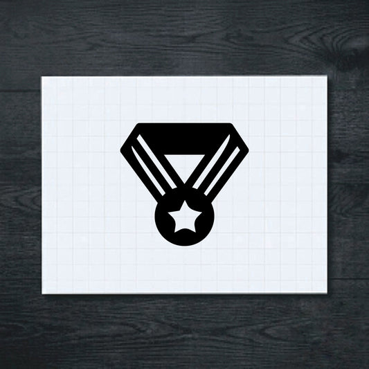 Black Star Medal Ribbon vinyl sticker