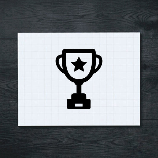 Black trophy cup with a five-point star vinyl sticker