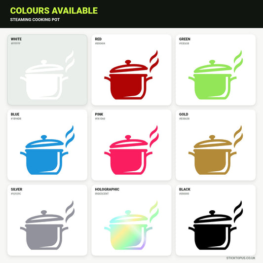 Vinyl colour options for a steaming cooking pot vinyl sticker
