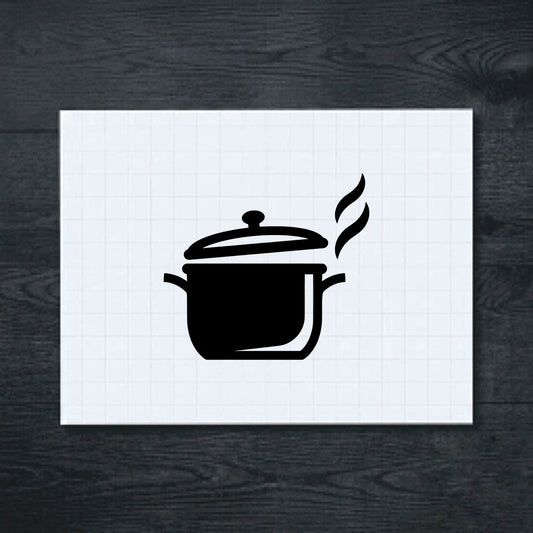 Black steaming cooking pot vinyl sticker