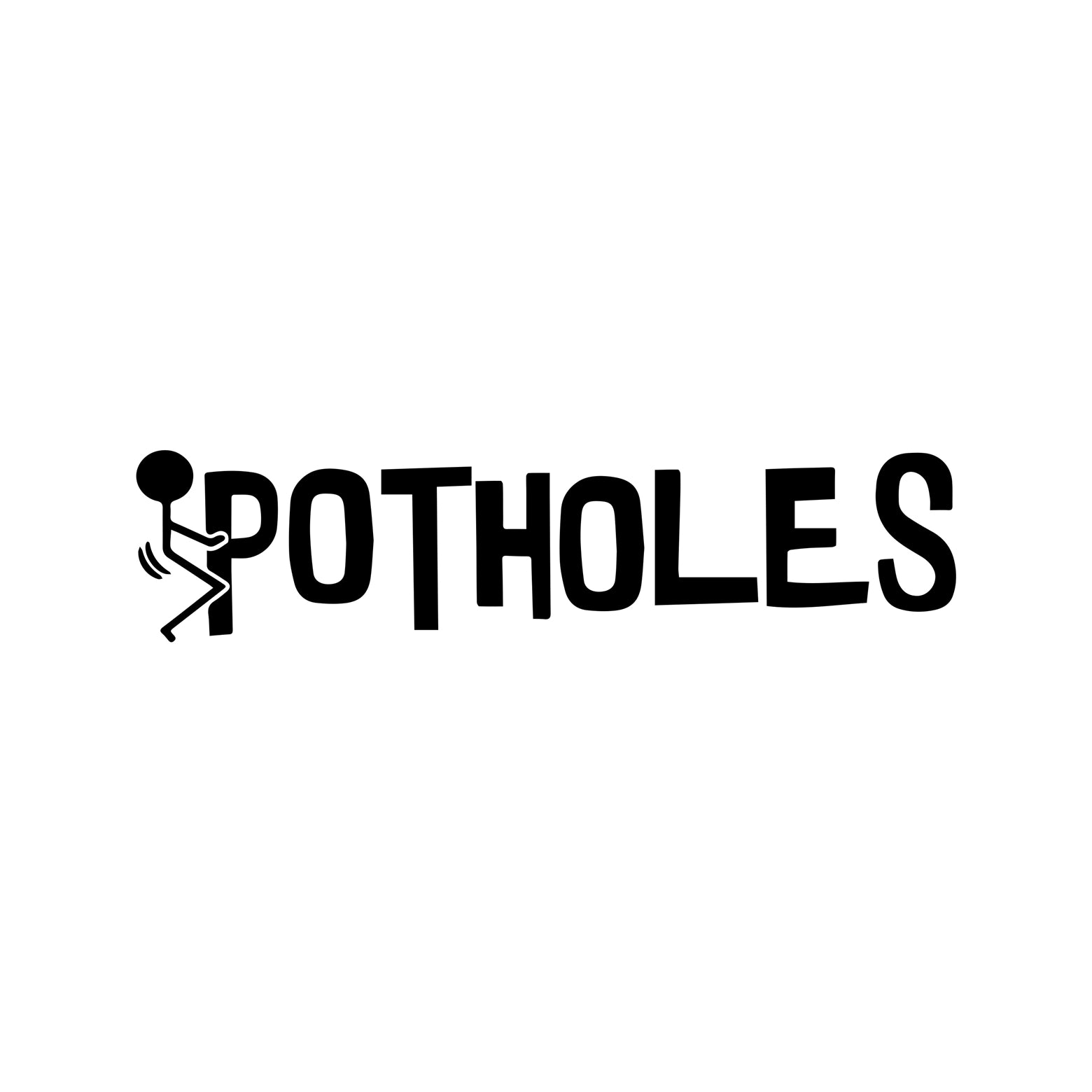 Black stick man potholes vinyl sticker on a white background.