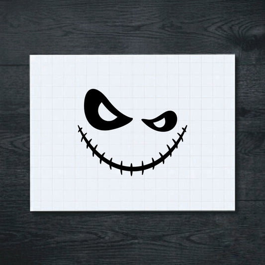 Black stitched grin face vinyl sticker