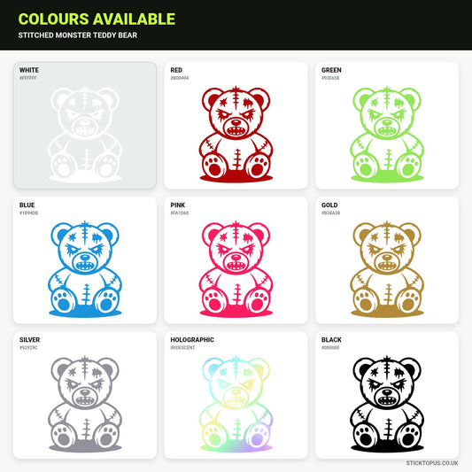 Vinyl colour options for Stitched Monster Teddy Bear Sticker