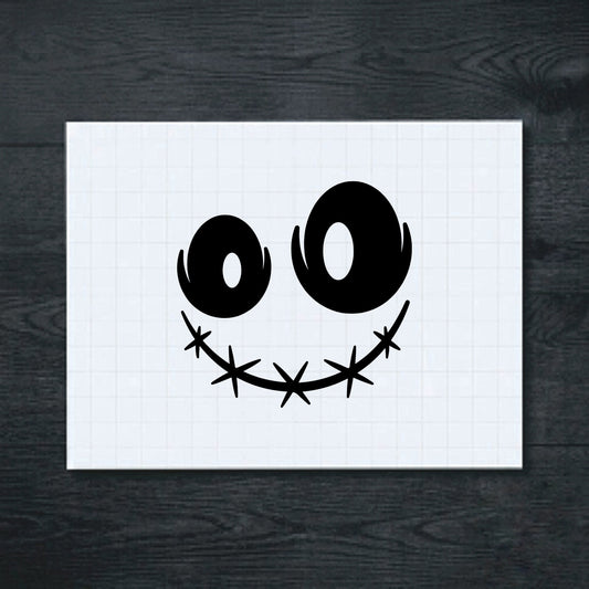Black stitched smile face vinyl sticker