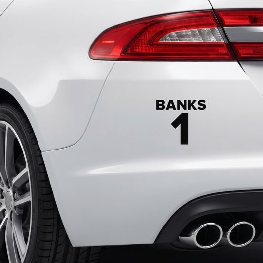 Stoke City – BANKS 1 Sticker – Car Window Decal – Black vinyl bumper decal on car