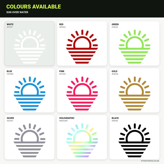 Vinyl colour options for Sun Over Water vinyl sticker