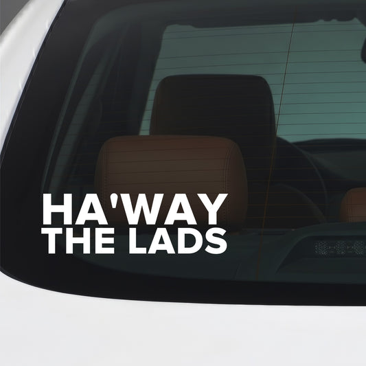 Sunderland – HA'WAY THE LADS Sticker – Car Window Decal – White vinyl car window sticker