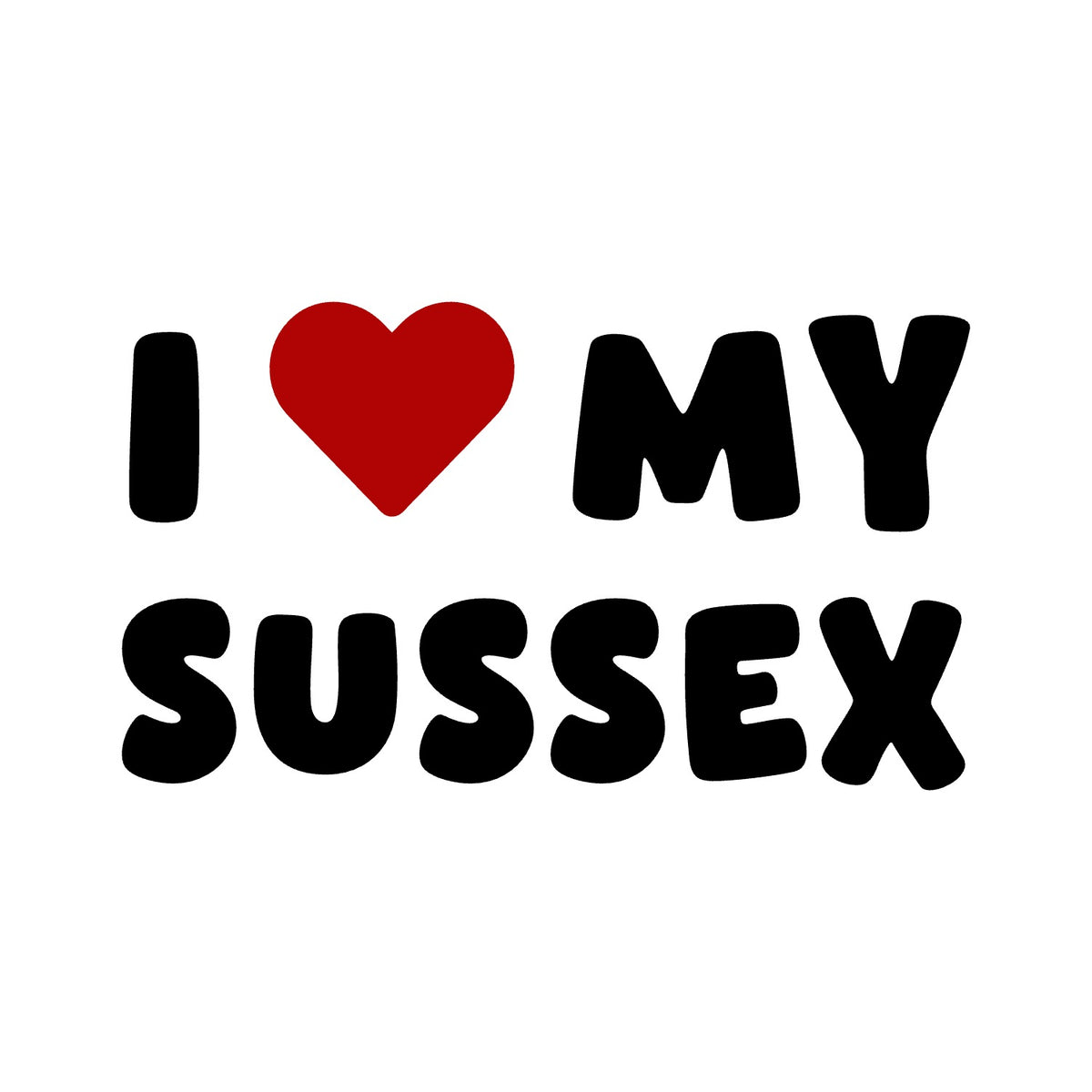 Sussex – I LOVE MY DOG Sticker – Car Window Decal – black sticker design on white background