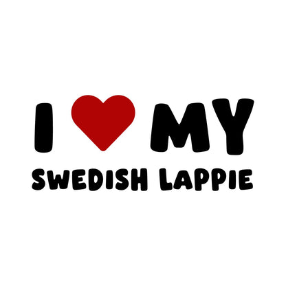 Swedish Lappie – I LOVE MY DOG Sticker – Car Window Decal – black sticker design on white background