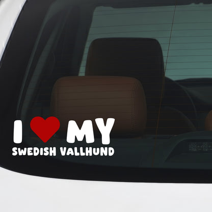 Swedish Vallhund – I LOVE MY DOG Sticker – Car Window Decal – White vinyl car/window decal mockup