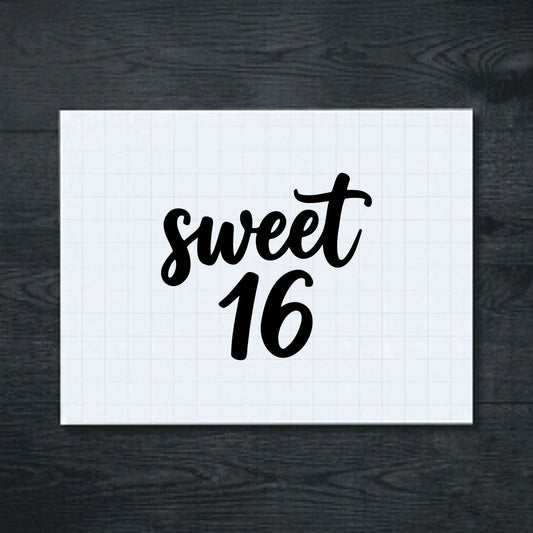 Black Sweet 16 vinyl sticker