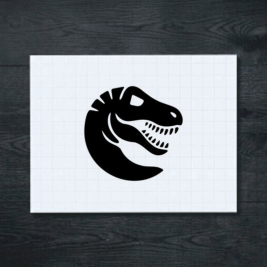 Black T-Rex dinosaur head vinyl sticker