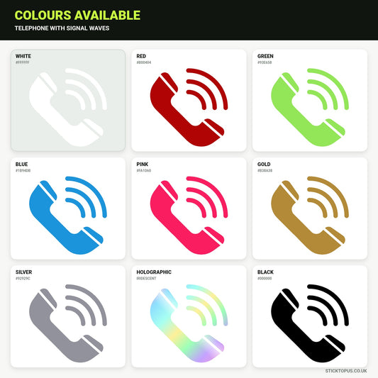 Vinyl colour options for Telephone with Signal Waves vinyl sticker
