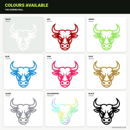 Vinyl colour options for The Horned Bull vinyl sticker