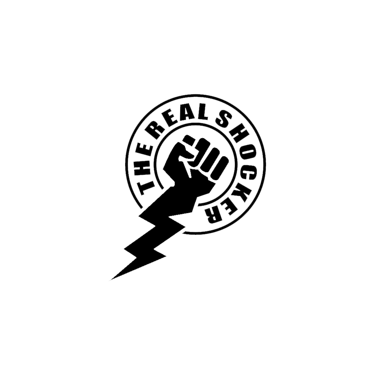 Black The Real Shocker vinyl sticker decal on a white background.