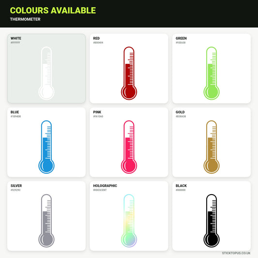 Vinyl colour options for thermometer vinyl sticker