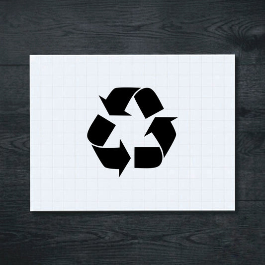 Black three-arrow recycling symbol vinyl sticker