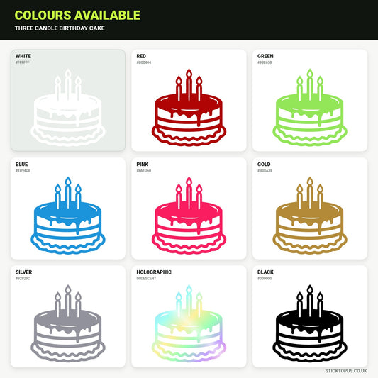 Vinyl colour options for birthday cake vinyl sticker