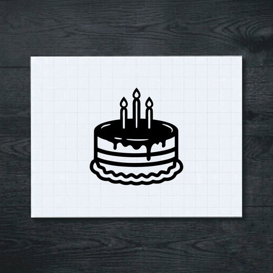 Black birthday cake vinyl sticker