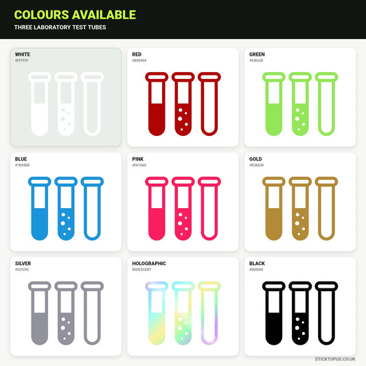 Vinyl colour options for Three Laboratory Test Tubes Vinyl Sticker