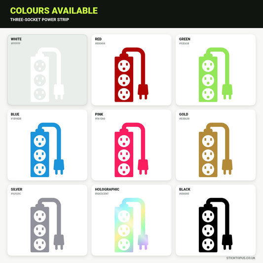 Vinyl colour options for Three-Socket Power Strip vinyl sticker