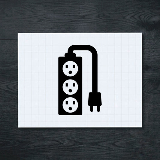Black Three-Socket Power Strip vinyl sticker