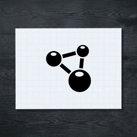 Black three connected molecular spheres vinyl sticker