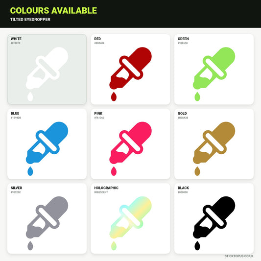 Vinyl colour options for tilted eyedropper vinyl sticker