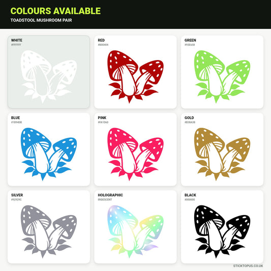 Vinyl colour options for Toadstool Mushroom Pair vinyl sticker